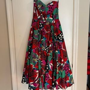 Vintage Victor Costa for Neiman Marcus strapless floral midi dress
